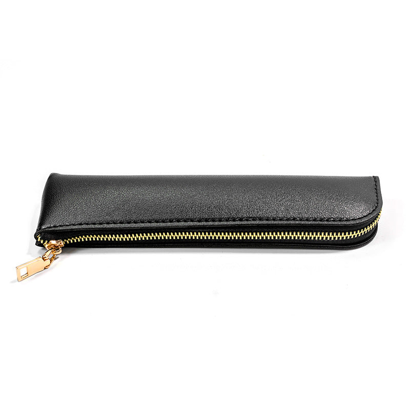 Wholesale Solid color leather large capacity pencil case